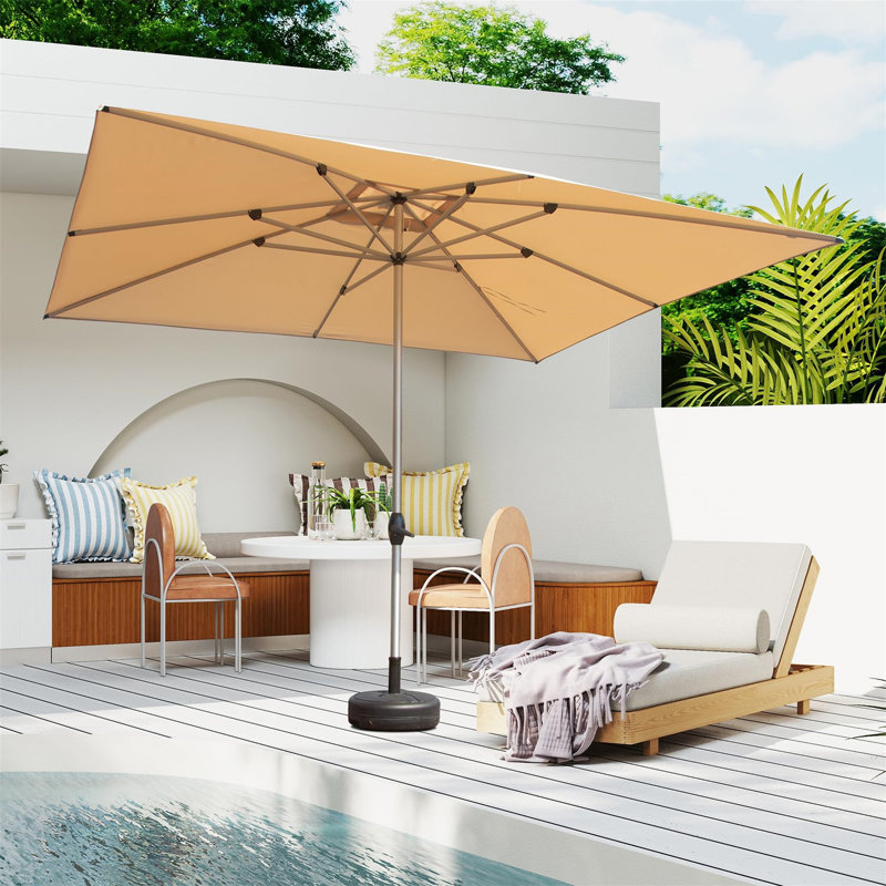 Parasol de patio rectangulaire avec manivelle (base non incluse), Beige