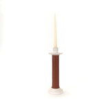 Large Leather Wrapped Candle Holder - terracotta