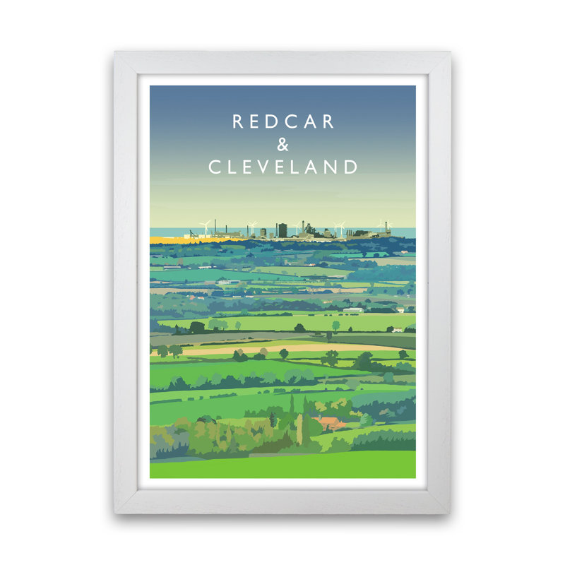 Redcar And Cleveland by Richard O'Neill - Print, 63cm H x 46cm W x 3cm D, White Framed