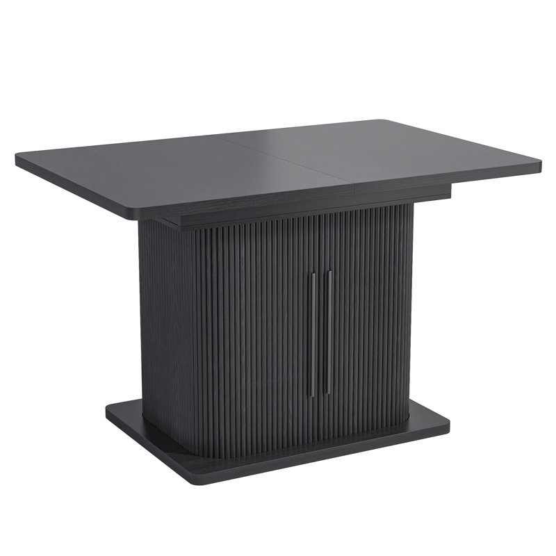 Table de salle à manger extensible cannelée pour table de salle à manger rectangulaire 4-6, 47-65 pouces avec porte coulissante, rangement