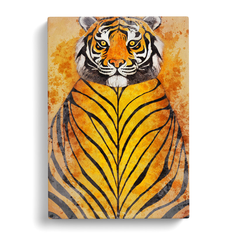 XC1022-4680X Tiger In Watercolour No.1 - Wrapped Canvas Print, 60cm H x 40cm W x 3cm D