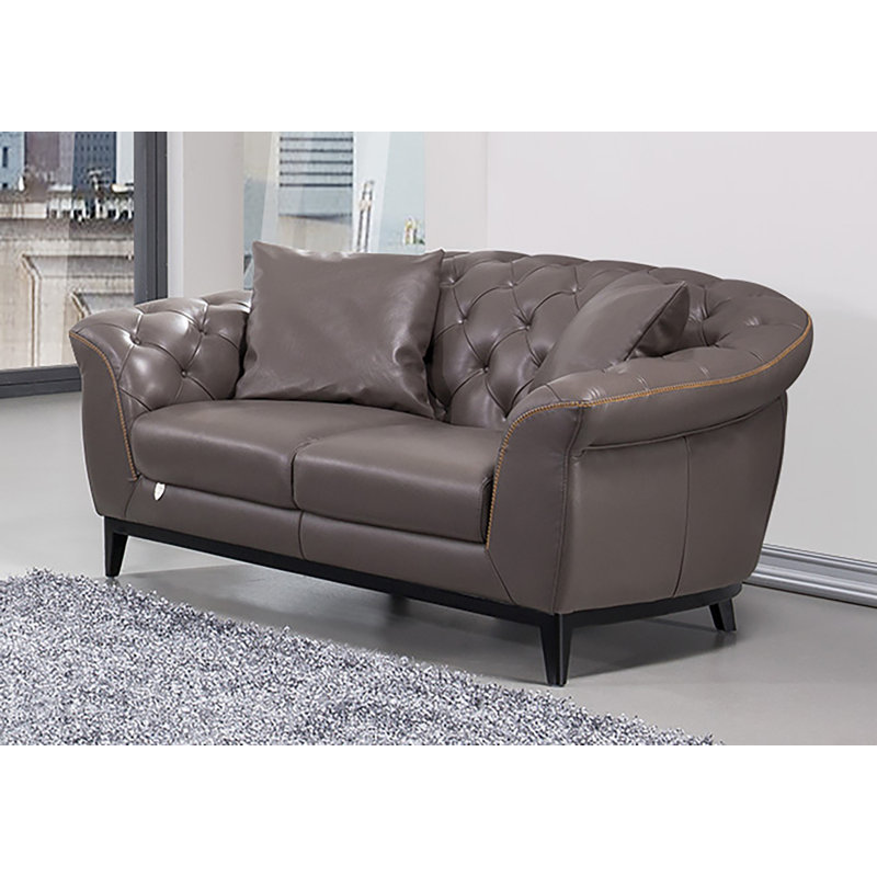 Causeuse Avani, Cuir véritable taupe