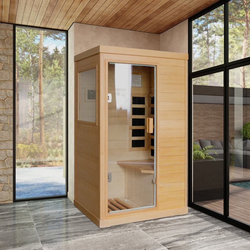 Sauna infrarouge pour une personne avec bois de pruche , Naturel