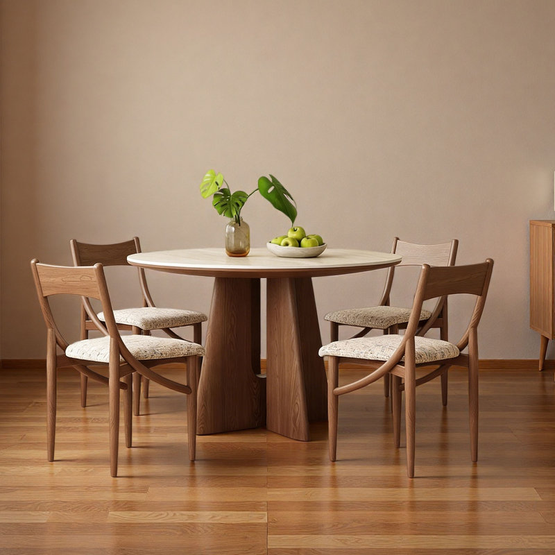 Table de salle à manger Mid-Century, 5 pièces: table, 4 chaises, H 29,5 po x L 53,1 po x l 53,1 po
