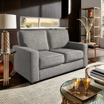 Beaulah Modern Fabric Upholstered Square Arm Loveseat