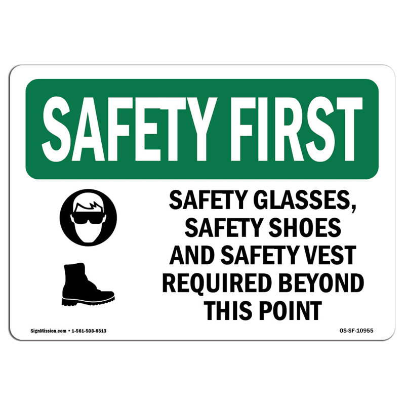 «Safety First Sign», H 12 po x l 18 po x P 0,1 po