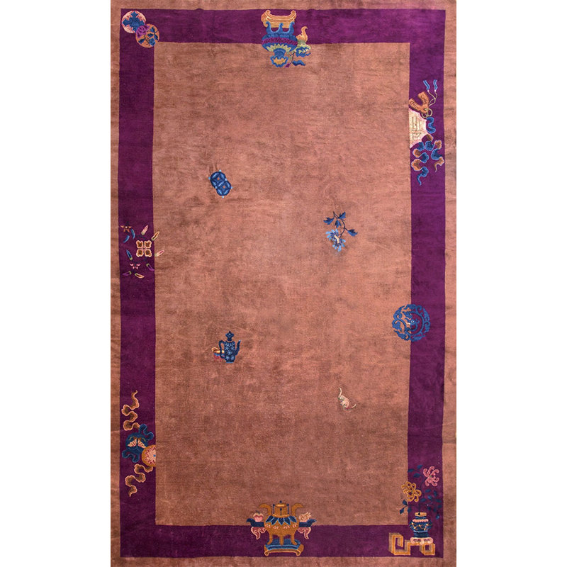 Antique Long and Narrow Room Size Chinese Art Deco Wool Pile Carpet