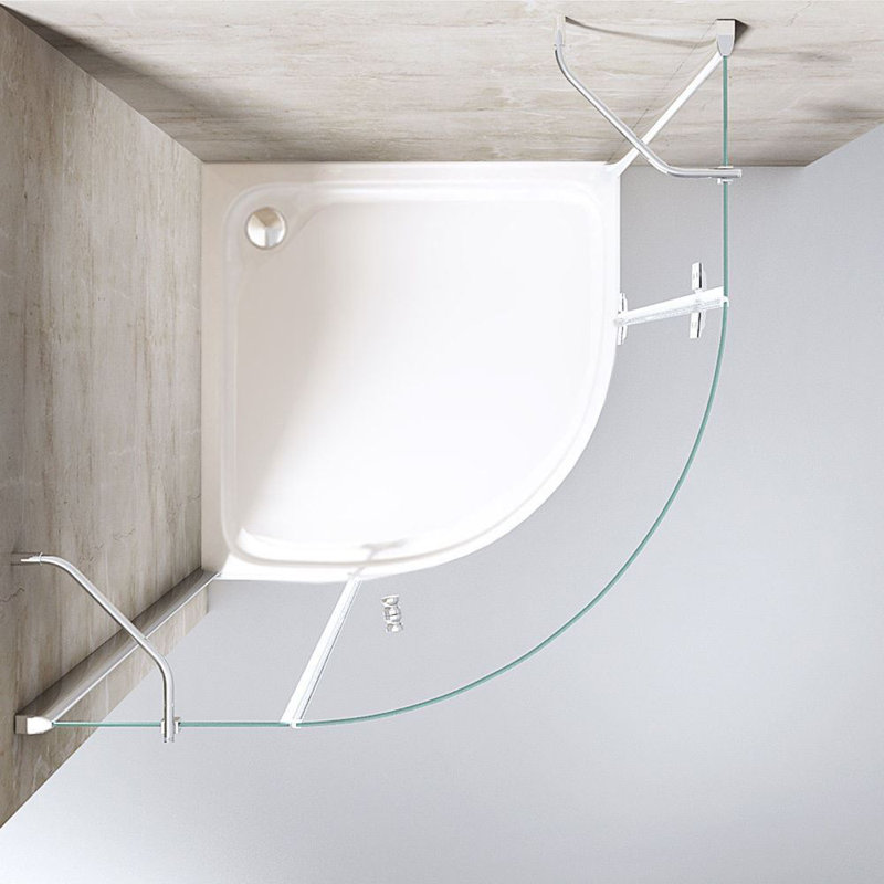 Durovin Bathrooms 1000 x 1000mm Quadrant Frameless Shower Enclosure Hinged Door Corner Entry 8mm Safety Glass With Shower Tray