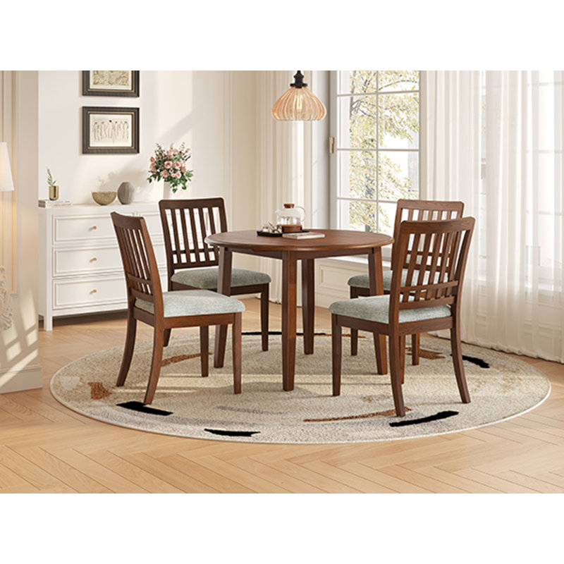 Ensemble de table de salle à manger 5 pièces pour 4 personnes, 1 table de salle à manger pliante en bois + 4 chaises rembourrées, conception compacte pour petits appartements et salles à manger - Brun