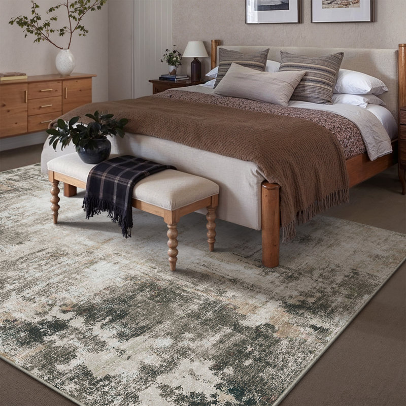 Kylie Black/Brown Abstract Area Rug, Rectangle 5' x 7'6"
