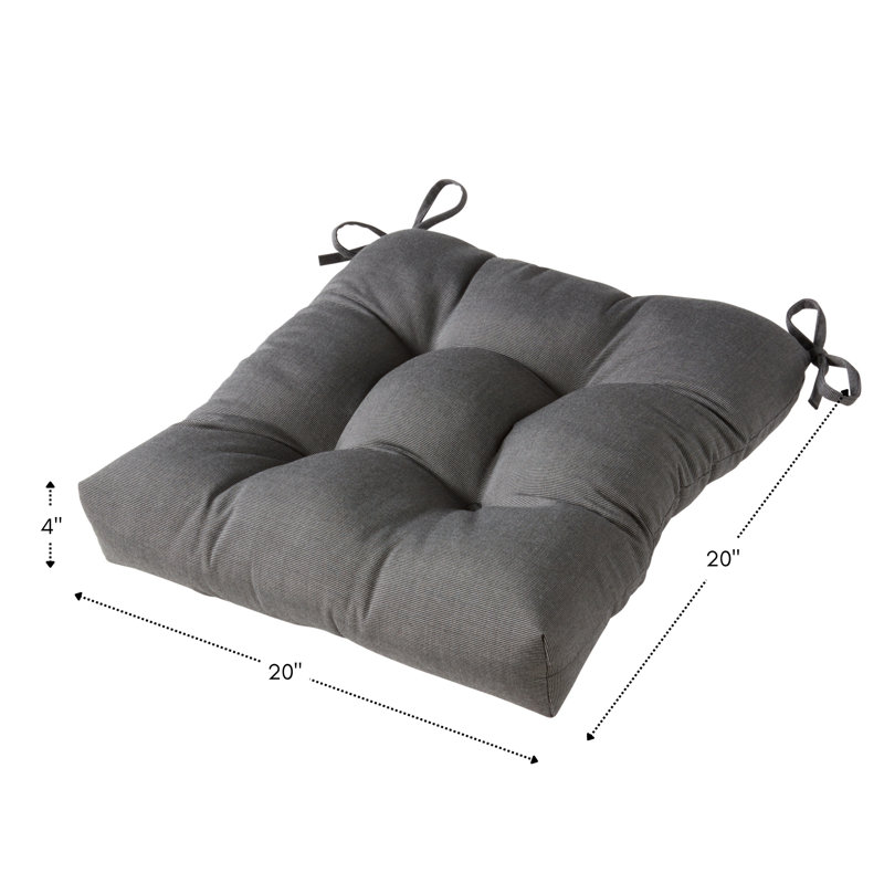 Royzell Sunbrella Outdoor 20'' Dining Chair Seat Cushion, Canvas Coal