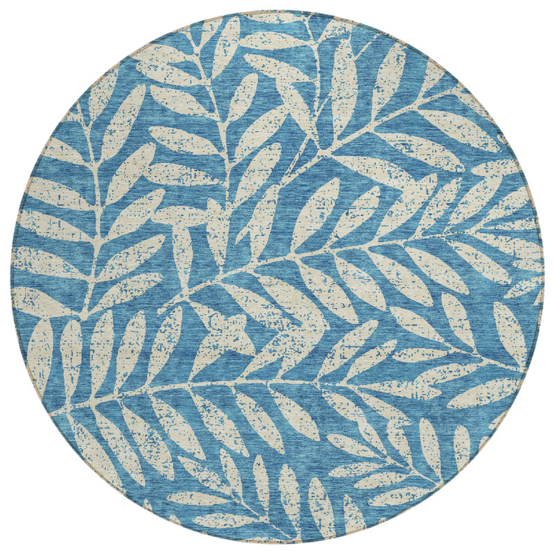 Lamanna Washable Floral Indoor / Outdoor Rug, Round 8'