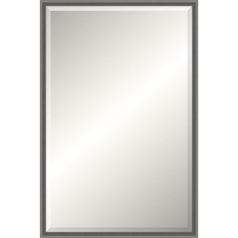 Ridgeline Solid Wood Beveled Mirror, Rectangle, Satin Dark Silver, 35.5" x 23.5"