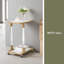 Table d'appoint, table de canapé en acrylique, table en forme de C avec plateau en verre et base en métal pour le salon