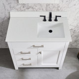 36'' Quartz Single Bathroom Vanity Top with Sink – For Vanity Replacement, No Cabinet