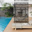 Freestanding Metal Privacy Screen, Laser Cut Decorative Garden Fence Panel with Stand, Rustproof Galvanised Steel Divider, 183x120cm, Black, dancing Leaves Style