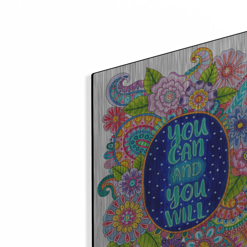 Art mural en métal Red Barrel Studio® «You Can And You Will» par Hello Angel, H 16 po x l 12 po