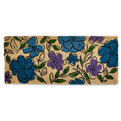 Sketched Flowers Estate Coir Mat Multi Everyday Indoor Outdoor Doormat