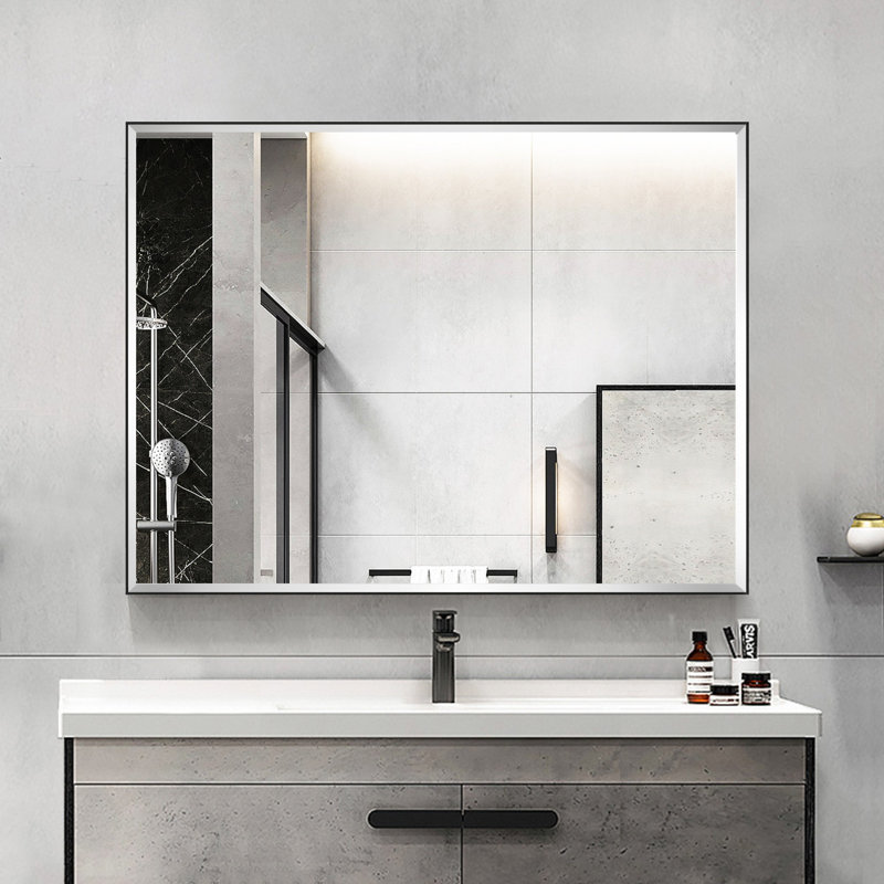 Miroir mural biseauté Reflections Sleek, 24 po x 32 po, Noir, noir, noir, noir