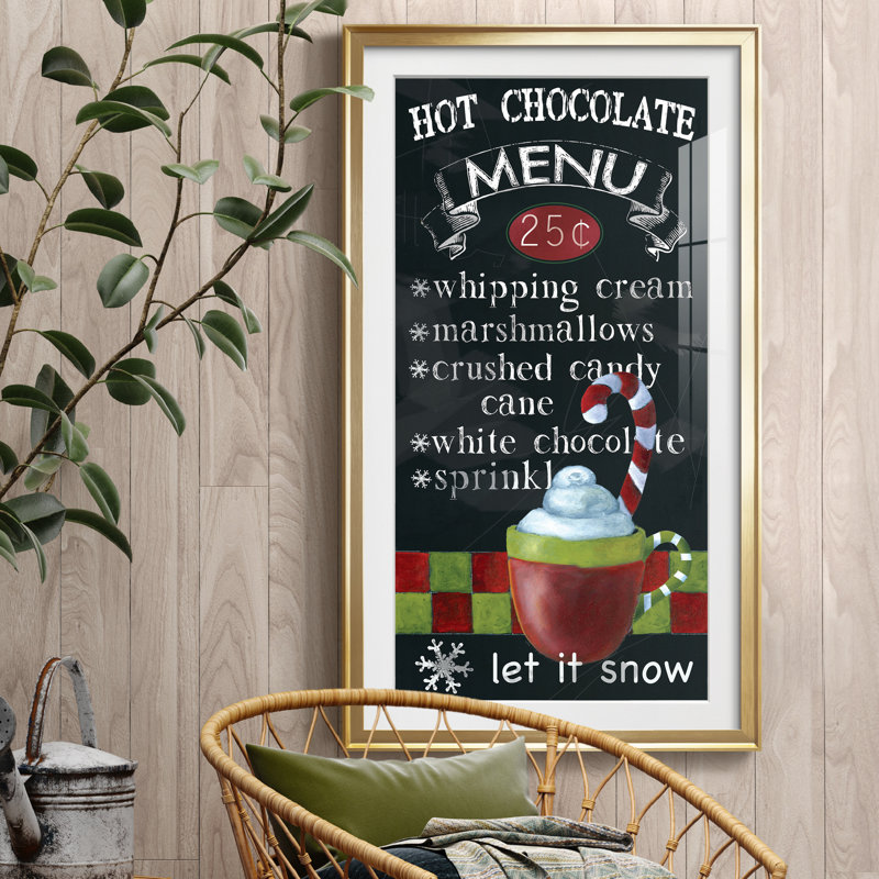 «Chalkboard Hot Chocolate», reproduction d'art textuel sur papier encadré, Encadrement doré, H 22,5 po x l 42,5 po x P 1,5 po