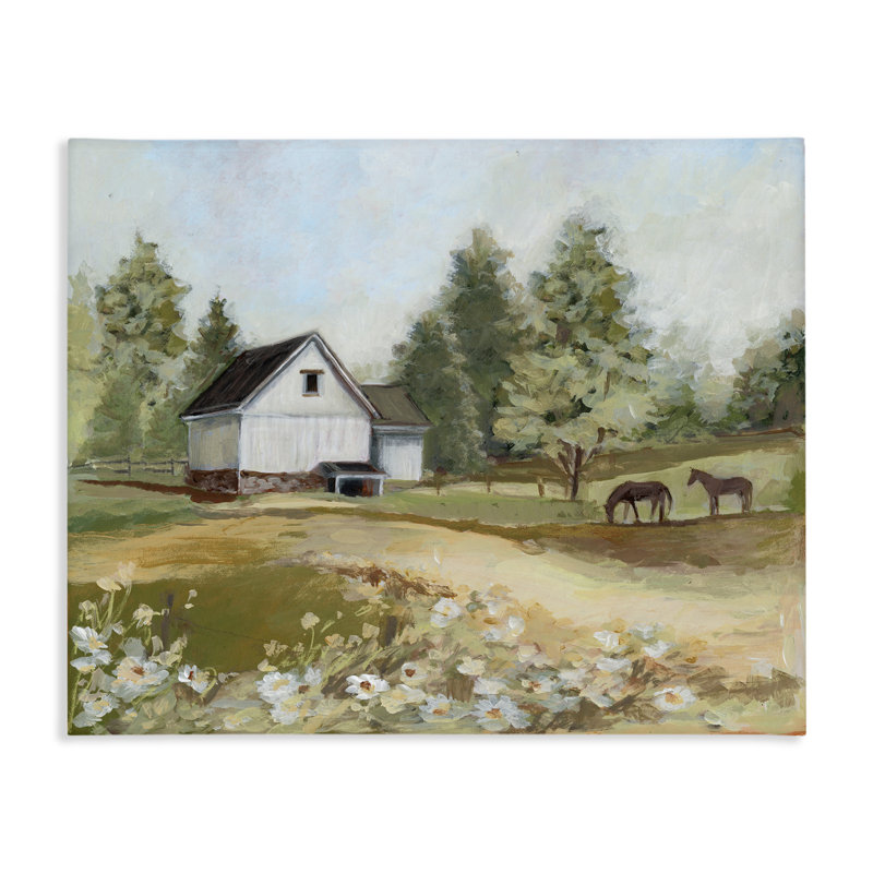 Paysage de grange, toile par Susan Winget, 24 x 30