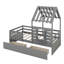Structure de lit simple avec 2 tiroirs de rangement, lit maison avec toit et fenêtre-1940819807