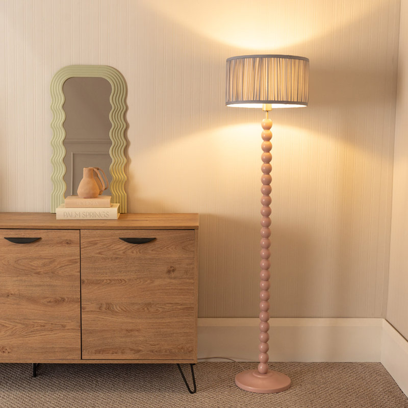 Grenada 145cm Traditional Floor Lamp, Pink, No, Grey