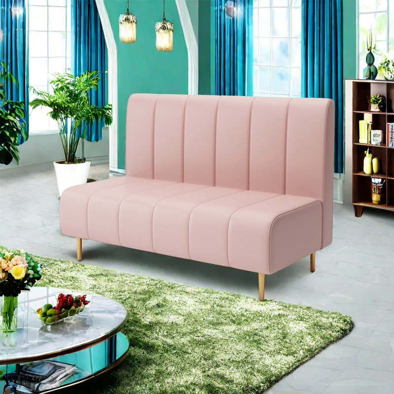 Banc rembourré en similicuir Farver, Rose