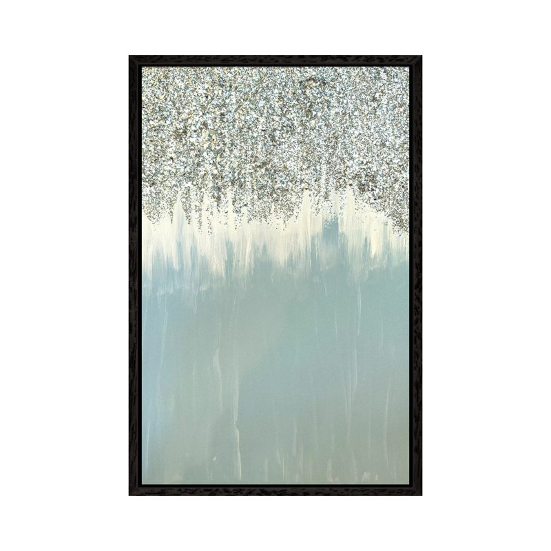 Blue And Silver Shimmer by Amber Lamoreaux - Painting on Canvas, Black Framed, 101.6 cm H x 66.04 cm W