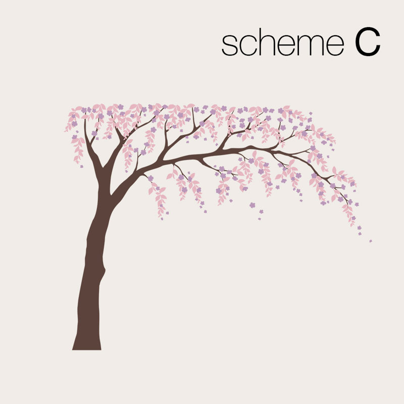 Adhésif décoratif saule avec fleurs de cerisier, Beige / brun / mauve pâle