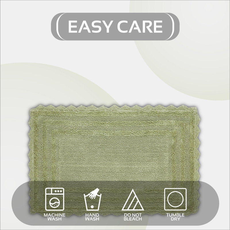 Rasika 100% Cotton Tufted 2 Piece Bathroom Rug Set, Reversible, Super Absorbent & Extra Soft Machine Washable Bath Rug Ideal for Shower & Tub Areas