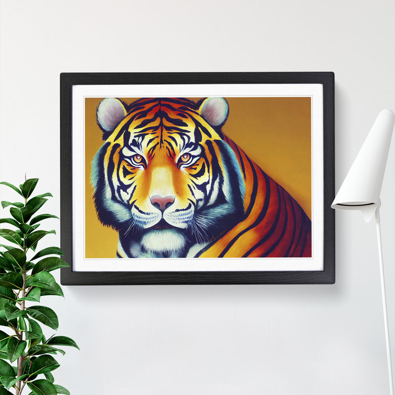 Tiger Portrait Vol.2 - Single Picture Frame Print, 34cm H x 46cm W x 2cm D, Black