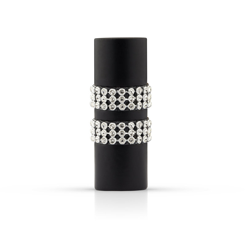 Diamante Chrome Stainless Steel Adjustable 120cm to 210cm 2cm Single Curtain Pole, Matt Black, 1.6 - 3m