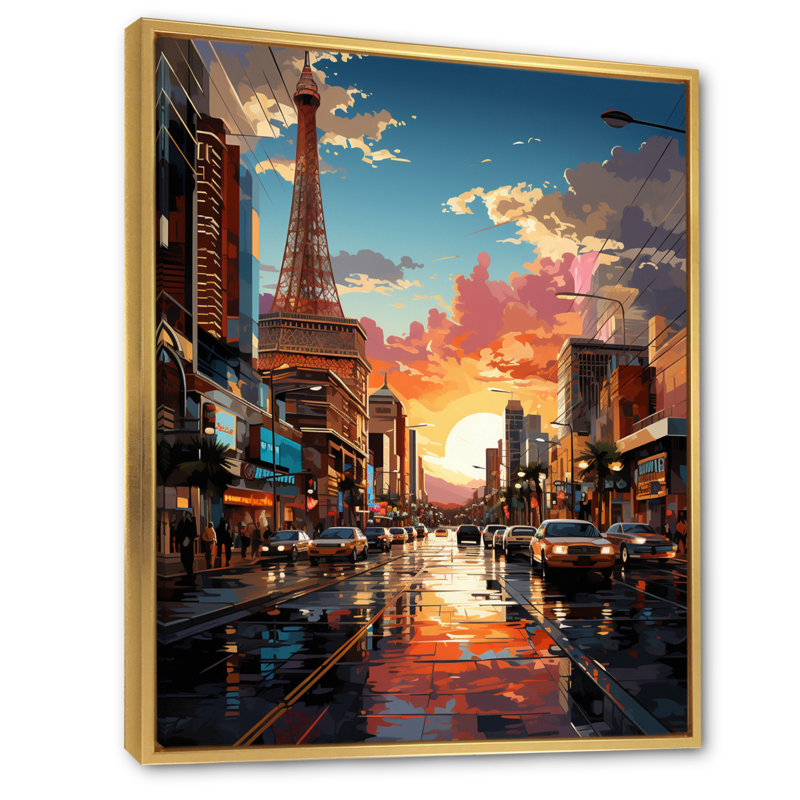 «Brockham City Las Vegas in future I», reproduction sur toile, H 20 po x l 12 po x P 1 po, Cadre flottant doré