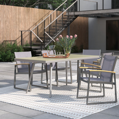 Catlin Aluminum Outdoor Dining Table – Modern Patio Table with Rust-Free Frame & Tempered Glass Top