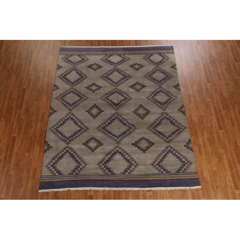 Tapis géométrique Gabbeh noué à la main 8 pi 0 po x 9 pi 6 po
