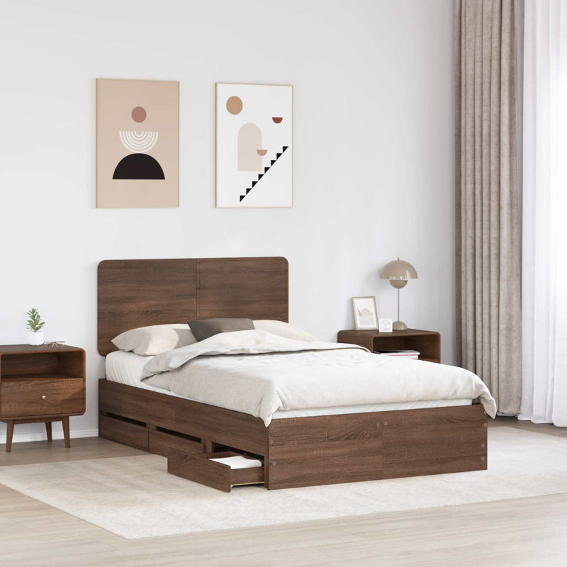 Bed, Small Double (4'), Brown Oak