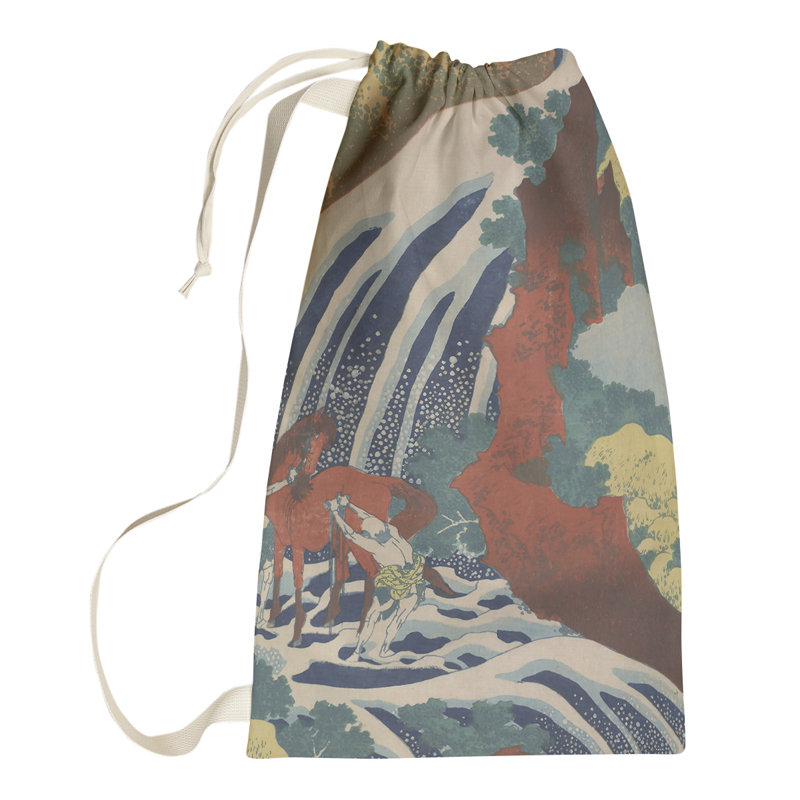 Sac à linge en cascade et cheval, Petit (H 64 po x l 20 po x P 1,5 po), Brun/vert