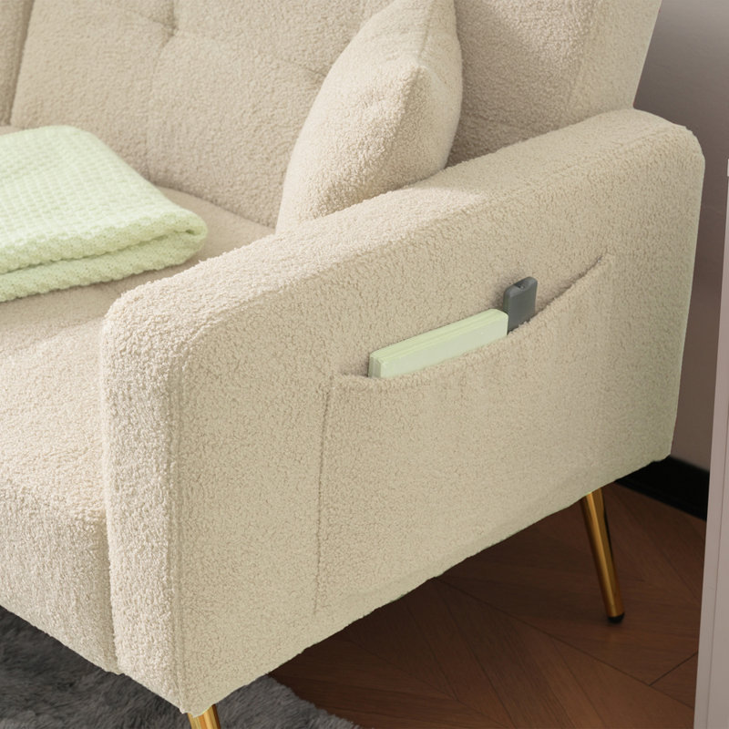 176cm Upholstered Convertible Sofa, Beige