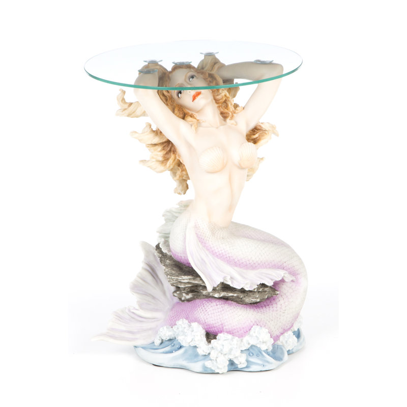 Mermaid of Magellan's Cove Glass Side Table