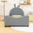 Twin Upholstered Daybed with Rabbit Ear Headboard and Sturdy Slats-1345403471
