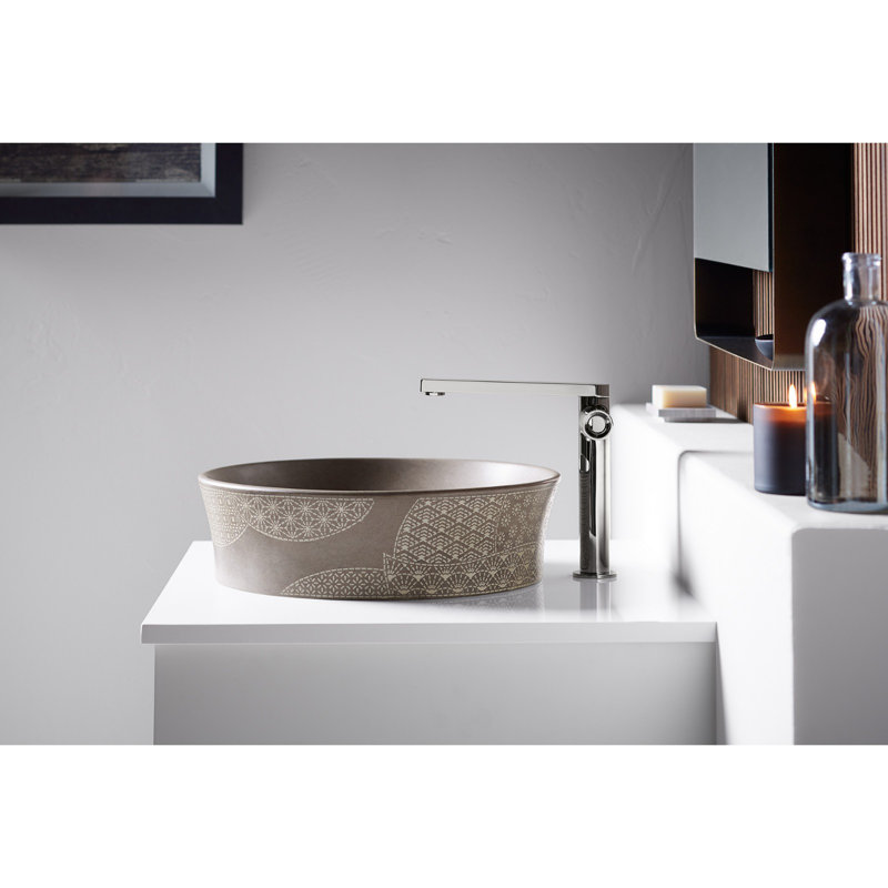 KOHLER Kensho, ARTIST EDITIONS Round Vessel Bathroom Sink, Gray Foussana