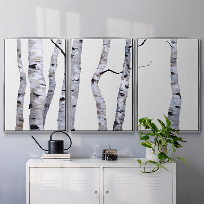 «Birch Trees I», peinture sur toile 3 pièces