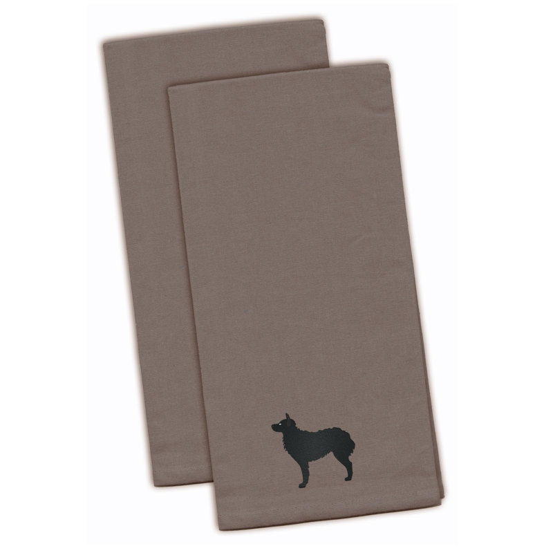 Serviette de cuisine à thé brodé berger croate, Gris, H 28 po x l 19 po x P 0,1 po