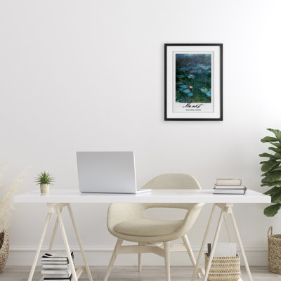 «Monet Water Lilies», reproduction sous verre encadrée, design par Vintage Hustle