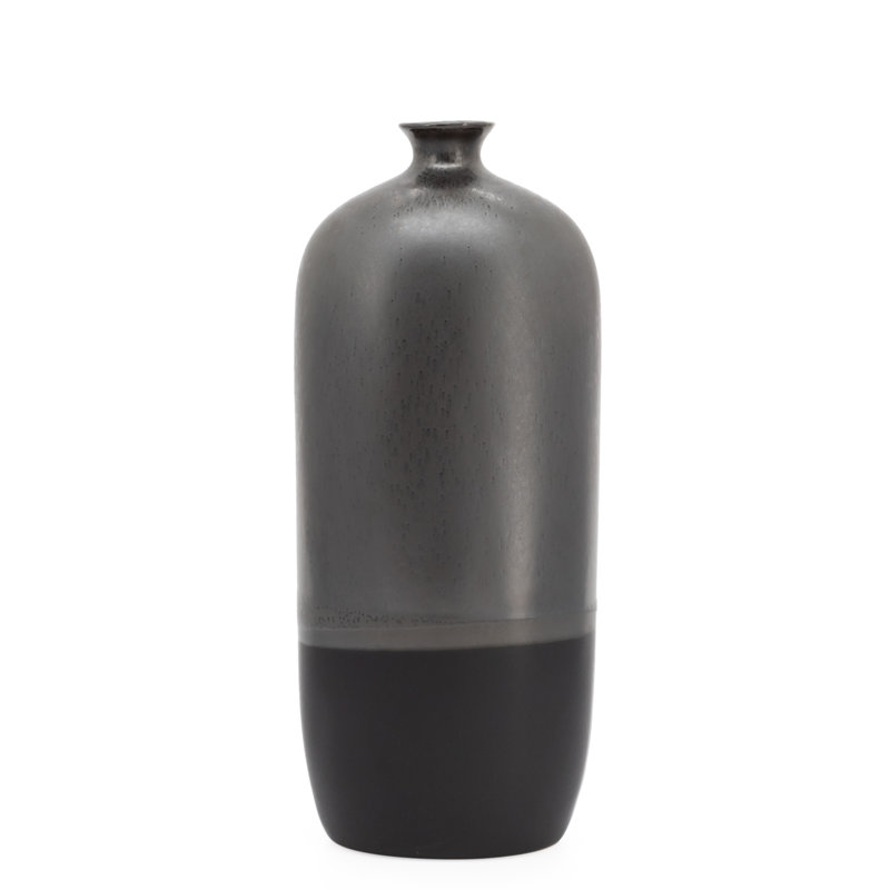Ece Handmade Ceramic Table Vase, Black, 13.5" H x 5.75" W x 4.75" D
