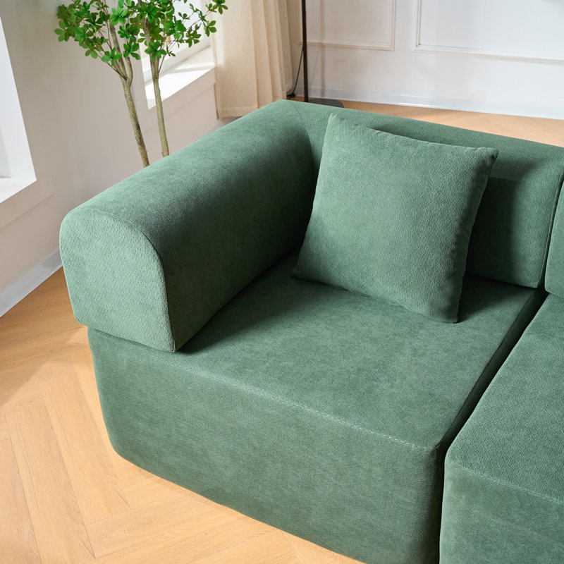 Canapé modulaire de 106 po, canapé modulaire en L en forme de L avec assise profonde, canapé moderne en velours sans os avec méridienne mobile et 5 coussins, canapé compressé pour le salon, aucun assemblage requis, noir