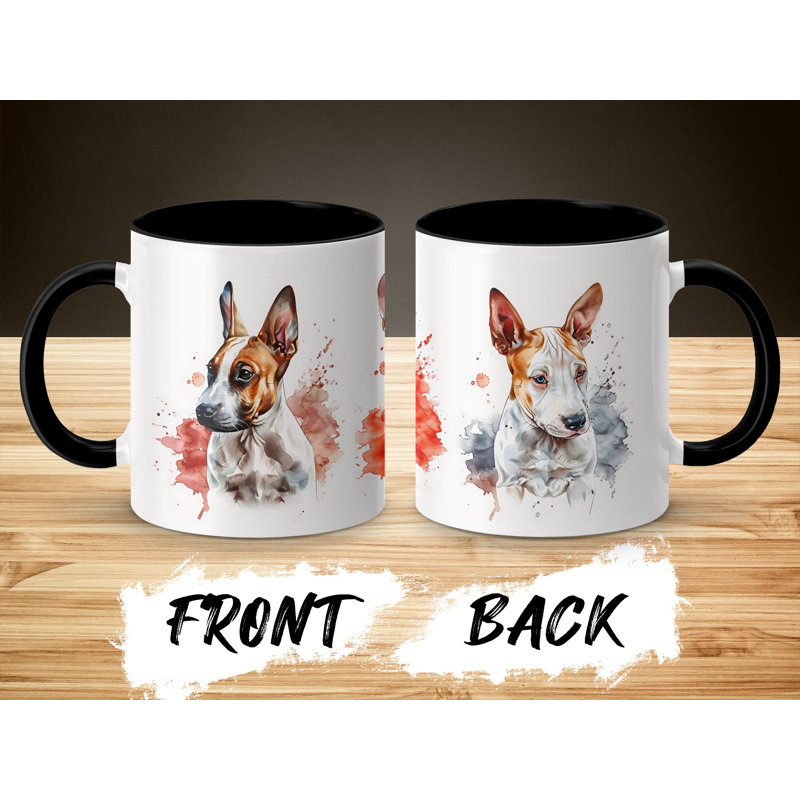 Three Basenji Dog Watercolor Design 11oz Coffee Mug, 4, Black