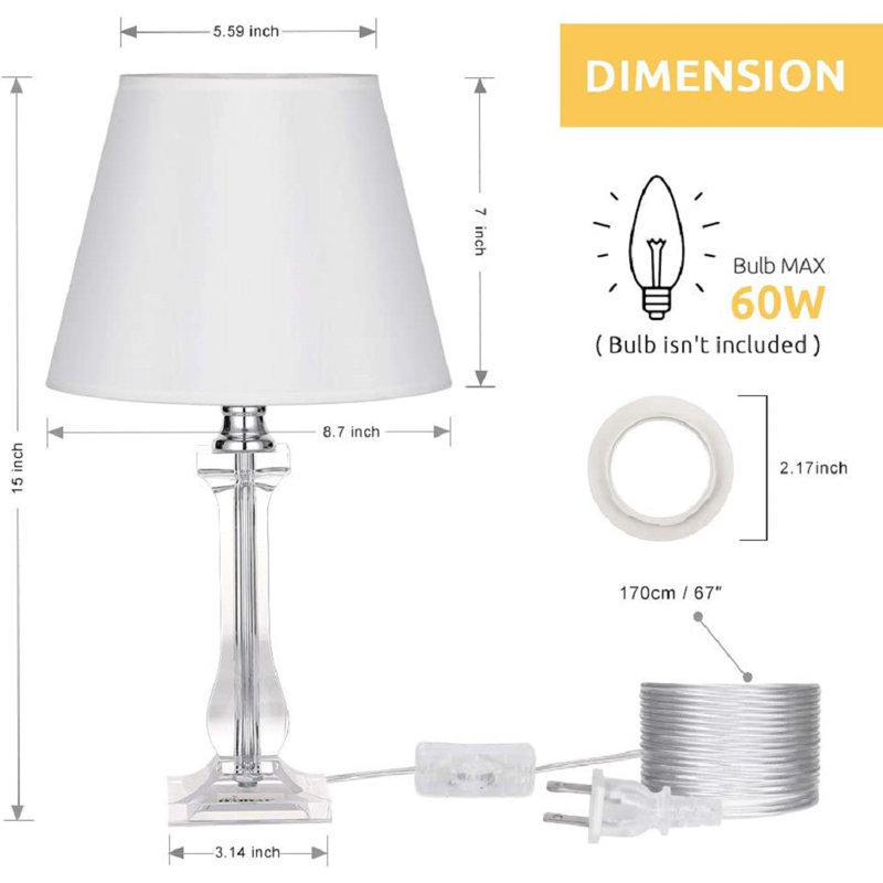 Acrylic Table Lamp, Clear