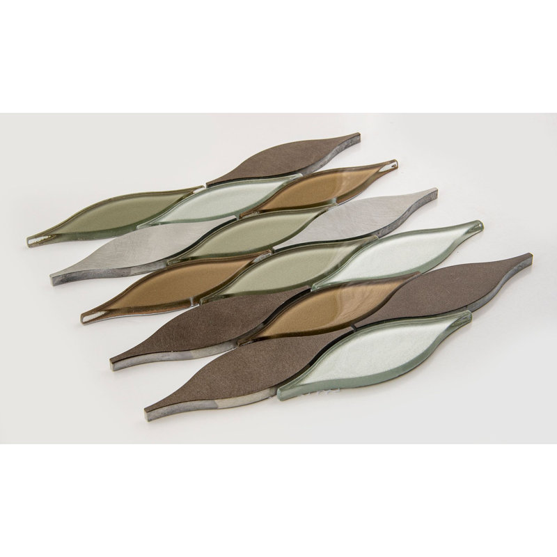 Zeille Glass and Metal Arabesque Mosaic Wall Tile, Haas